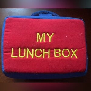 Red and Blue Fabric Toy Lunch Box with Handle